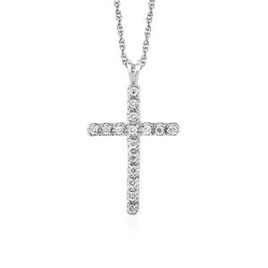 Cross Pendant with Diamonds in Sterling Silver (100% Real Diamonds) Spurlex.com